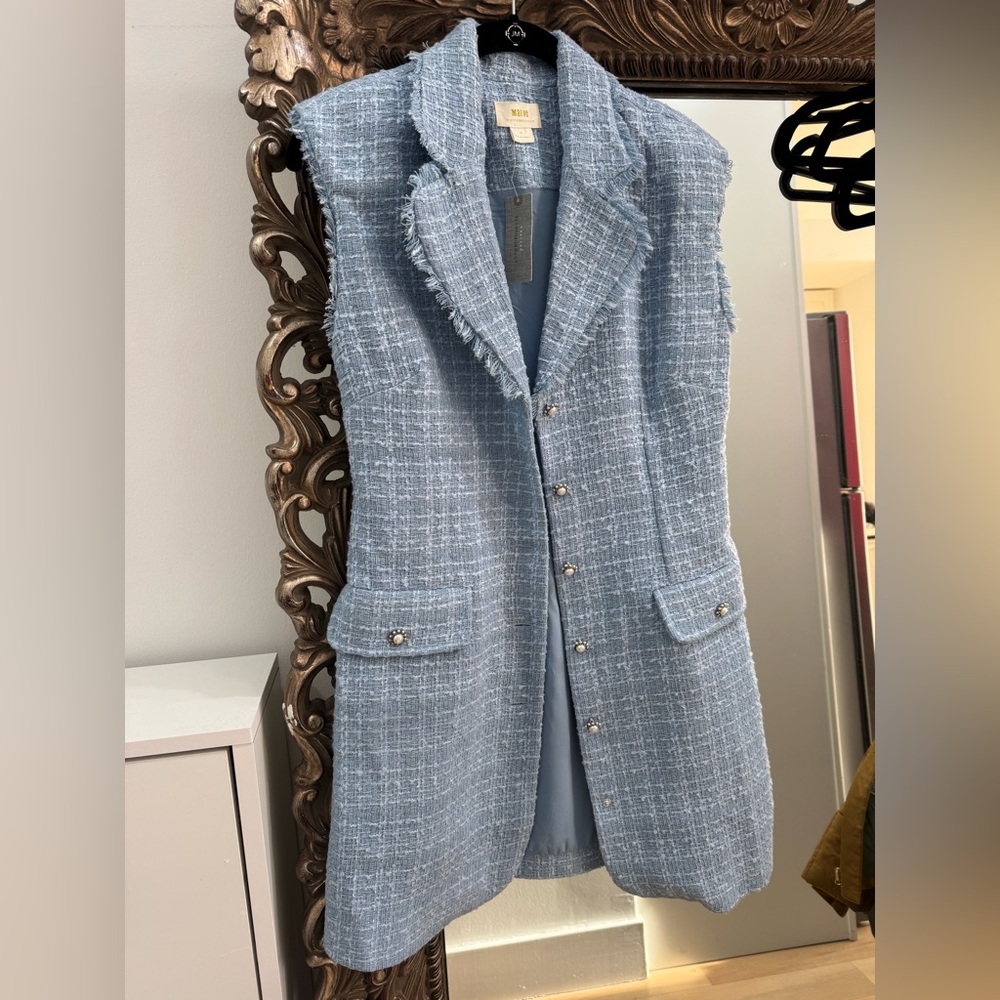 NWT Maeve Anthropologie Sleeveless Tweed Blazer Mini Dress 8P